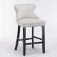 Set of 2PC Velvet Barstools with Button Tufted Wooden Legs, Chrome Nailhead Trim, Upholstered Wing-Back Bar Chairs(Beige)