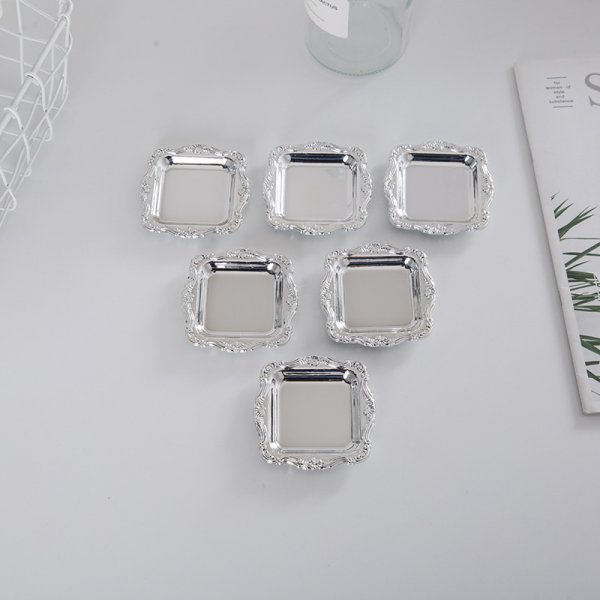 20Pcs Mini Gold Storage Tray Silver Cake Fruit Plate Jewelry Display Plastic Tray Party Sushi Plate for Home Decor Sauce Dish